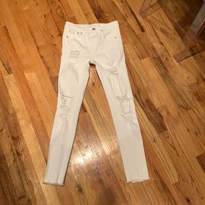 White ripped jeans worn good condition